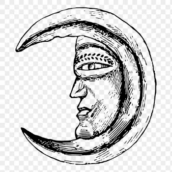 Mystical crescent moon png sticker | Free PNG - rawpixel