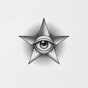Mystical Eye in Star Tattoo Design