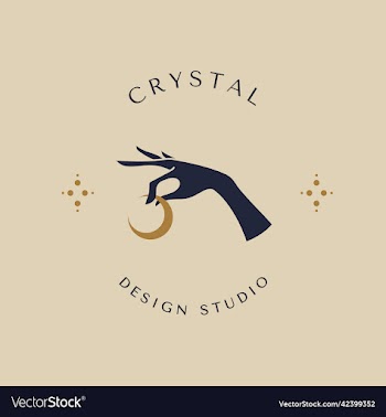 mystical female hands logo in minimal linear style