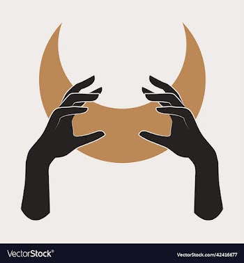 mystical female hands logo in minimal linear style