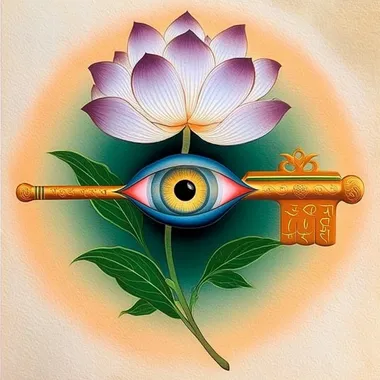 Mystical Floating Key with Eye and Floral Engravings Mystical Floating Key with Eye and Floral Engravings