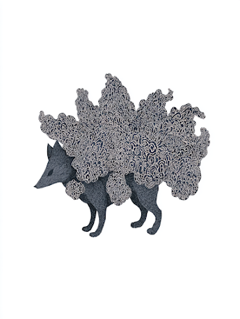 Mystical Fox Spirit with Flowing Tails