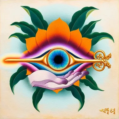 Mystical Key with Glowing Eye in Spiritual Illustration Mystical Key with Glowing Eye in Spiritual Illustration