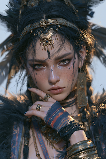 Mystical Warrior with Ethereal Accessories