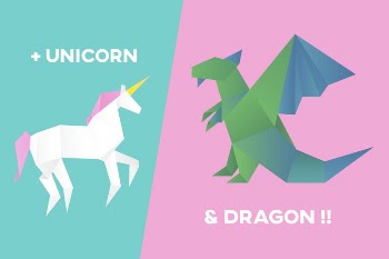 Mythical animals origami psd paper | Free PSD - rawpixel