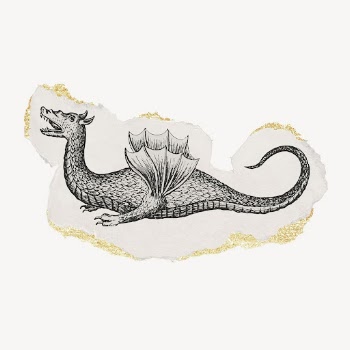 Mythical dragon drawing, torn paper, | Free Photo Illustration - rawpixel
