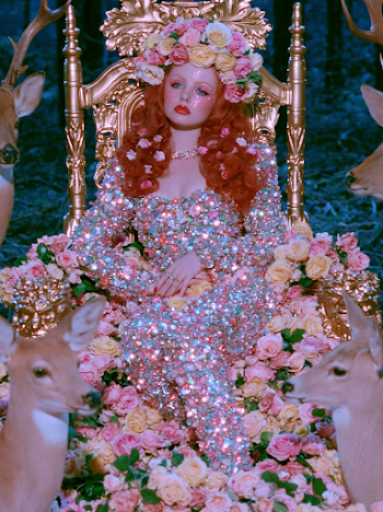 Mythical Pagan Goddess on Throne in Enchanted Forest