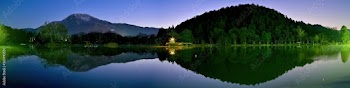 静寂に包まれた夜の伊吹山と三島池のコラボ情景＠滋賀