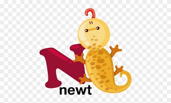 N For Newt Kids Sticker - Animal Alphabet Letter N