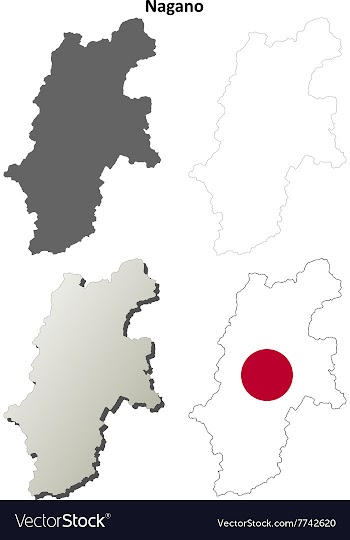 Nagano blank outline map set vector image