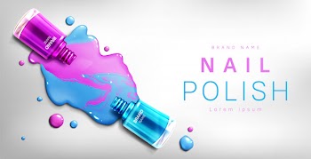 Nail polish 3d bottles banner, advertising Free Vector