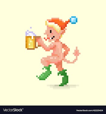 naked dancing devil in red santa hat