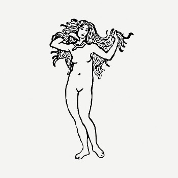 Naked woman collage element, black | Free PSD Illustration - rawpixel