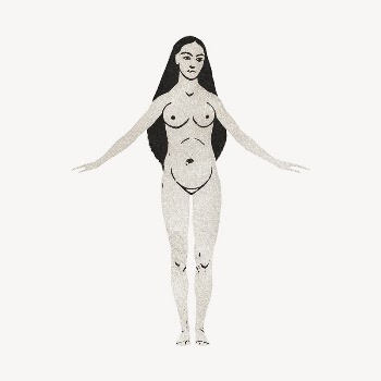Naked woman collage element, vintage | Free PSD Illustration - rawpixel