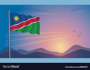 namibia flag in the morning sun