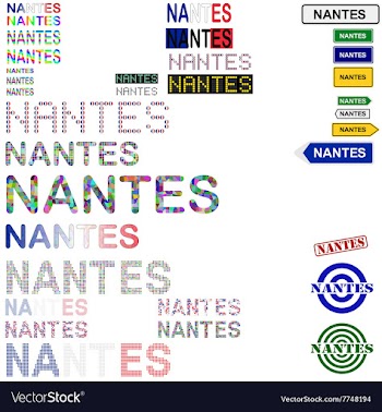 Nantes text design set vector image