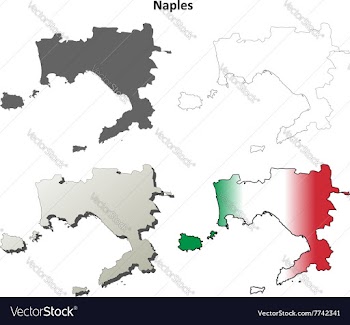Naples blank detailed outline map set vector image