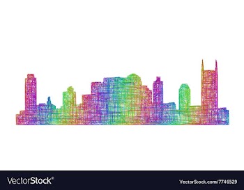 Nashville skyline silhouette - multicolor line art vector image