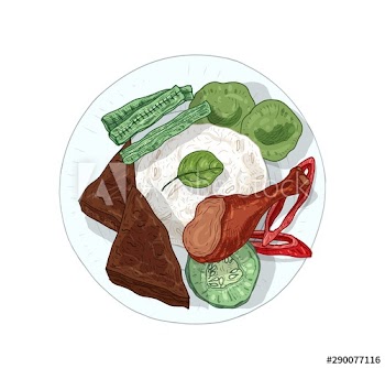 Nasi Dagang hand drawn vector illustration