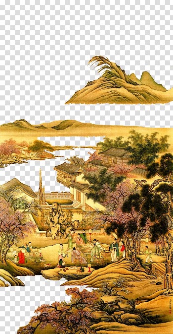 National Palace Museum China Qing dynasty Collections of the Palace Museum Painting, Spring Night Banquet Peach Garden transparent background PNG clipart