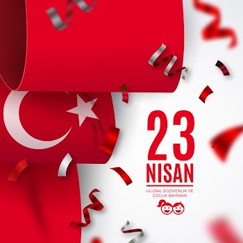 National sovereignty celebration with turkish flag ribbons Free Vector