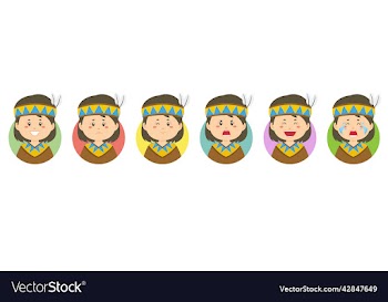 native america avatar with various expression