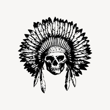 Native American skull drawing clipart, | Free Vector - rawpixel