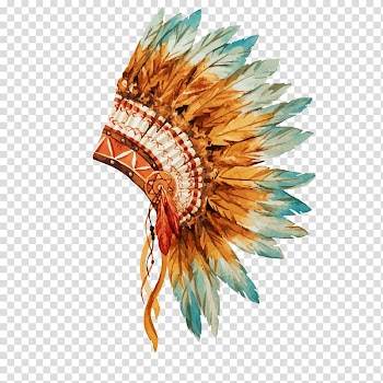 Native American war chief feather headdress, War bonnet Indigenous peoples of the Americas Native Americans in the United States Tribal chief Painting, hat transparent background PNG clipart