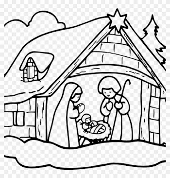 Nativity Clipart Black And White Manger House2 Clip - Navidad Para Pintar