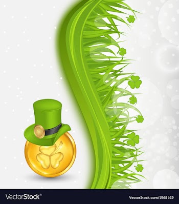  					Natural background with coin hat shamrocks grass vector image														
