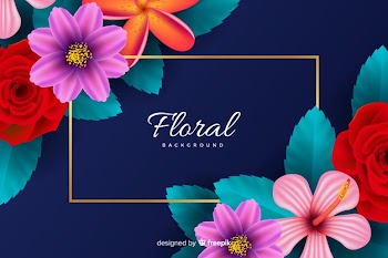 Natural background with realistic flowers Free Vector