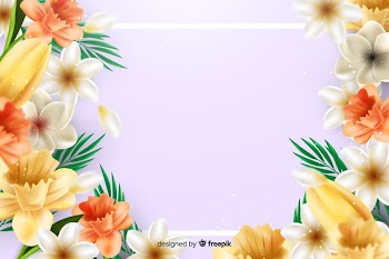 Natural background with realistic flowers Free Vector