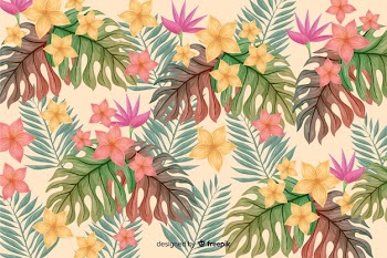 Natural background with tropical flowers Free Vector