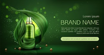 Natural cosmetics skin care lotion banner Free Vector