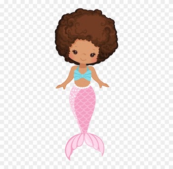 Natural Hair Afro Black Mermaid - Illustration