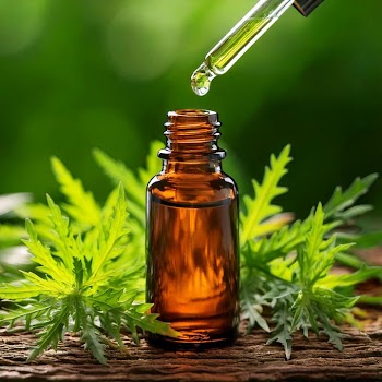 Natural Herbal Oil Dropper with Green Leaves