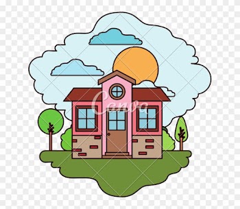 Natural Landscape And Small House - Clip Art