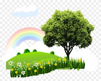 Natural Landscape Cartoon Nature - Green Tree Shower Curtain