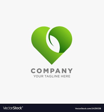 Natural leaf with love logo vector image