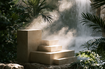 Natural Stone Podium in Lush Tropical Setting