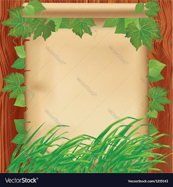  					Nature background with leaves grass and paper vector image														