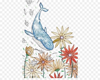 Nature Floral design Whale - Little fresh whale isomorphic 