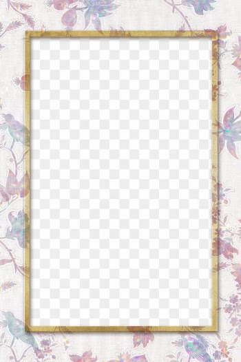 Nature holographic png frame pattern remix from artwork by William Morris