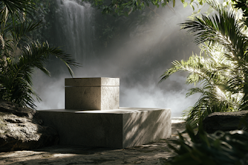 Nature-inspired Product Display with Stone Podium