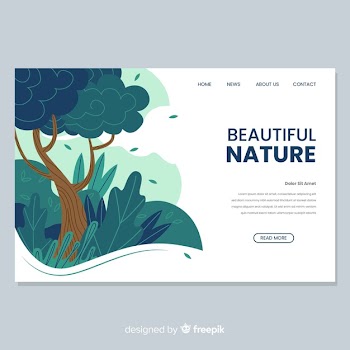 Nature landing page with tree design Free Vector