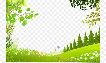 Nature Landscape - Cartoon trees plants green grass background material 
