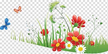 Nature Landscape Illustration, Flower meadow transparent background PNG clipart