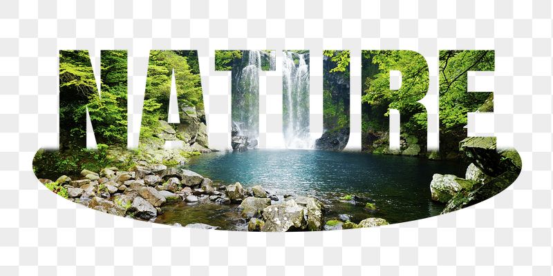 Nature png word sticker, waterfall | Free PNG - rawpixel