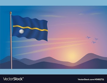 nauru flag in the morning sun