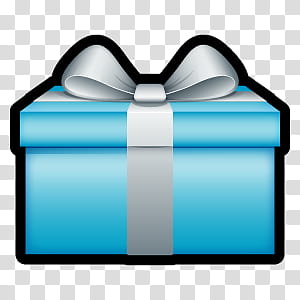 Navidad, blue gift box with gray ribbon transparent background PNG clipart